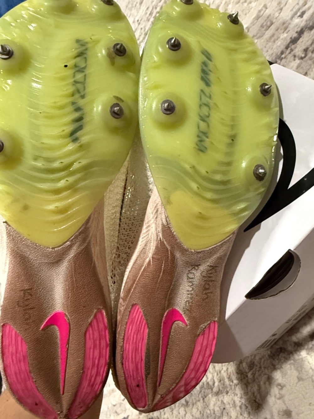 Nike track Shoes - Neon Yellow with Pink Swoosh - Picture 7 of 8